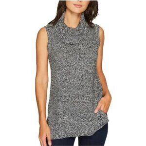 VINCE CAMUTO Cowl Neck Sweater, Dark Gray Heathered Knit Side Slit Office Work M
